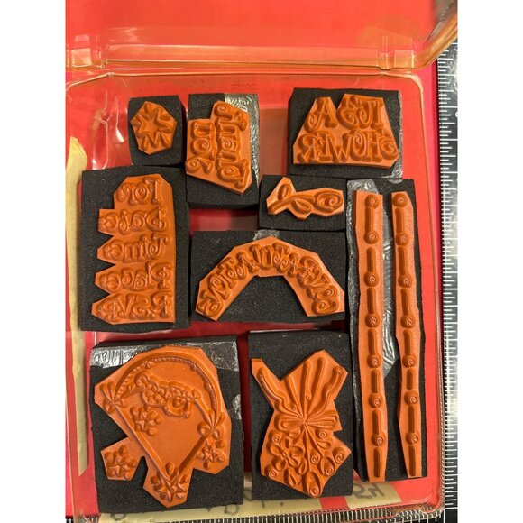 VINTAGE 9 Pc Foam Mounted Rubber Stamp set Brides and Babies 1994 By Stampin Up - Picture 5 of 6